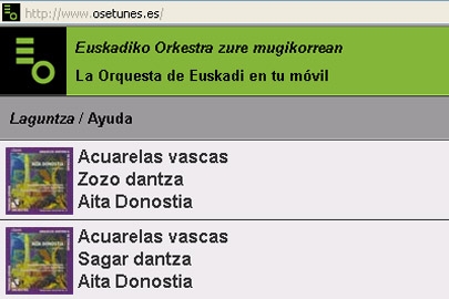 MELODIES BY THE BASQUE NATIONAL ORCHESTRA ON YOUR MOBILE PHONE AT OSETUNES. ES