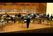 Un momento del concierto de las secciones de percusión de la OSE y de la BOS